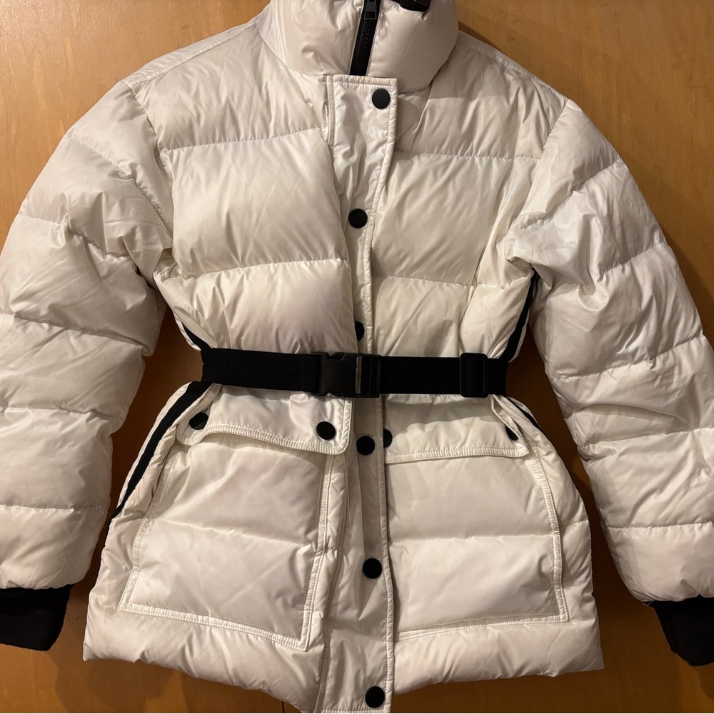 MPG White Puffer Jacket with Black Accents